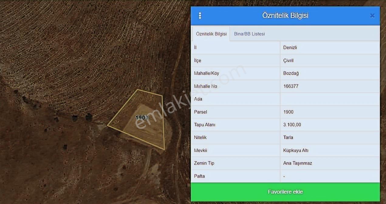 Denizli Çivril Bozdağ Resmi Kadastrol Yol Satılık 3100 M2 Tarla - Görsel 3