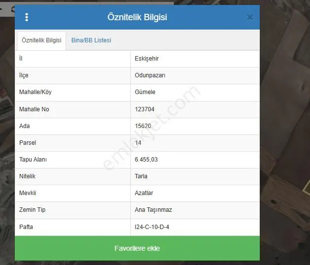 Eskişehir Odunpazarı Gümele'de Satılık Tarla