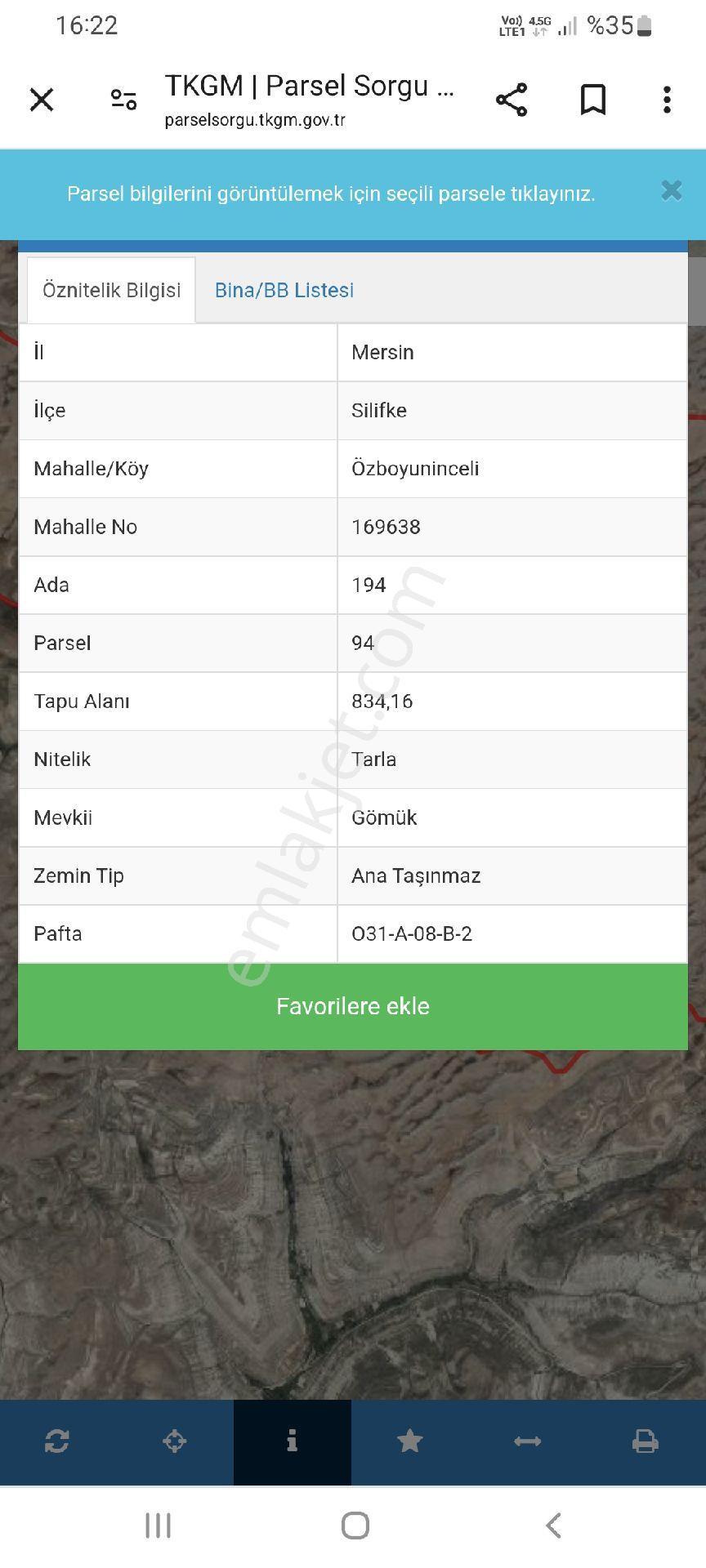 Mersin Silifke De Satlik Arsa