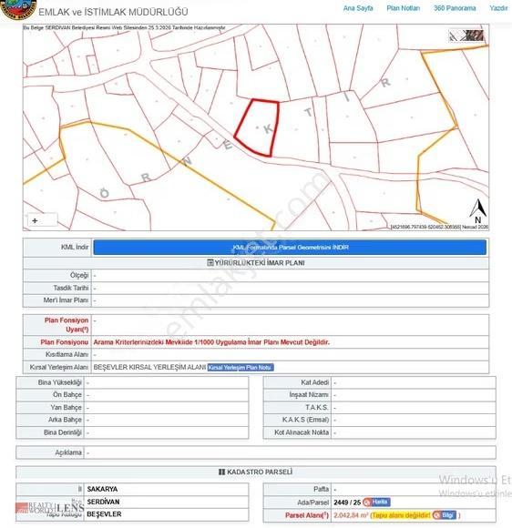 Sakarya Serdivanda İmarlı, Yola Cephe 2.042 M2 Arsa - Görsel 26
