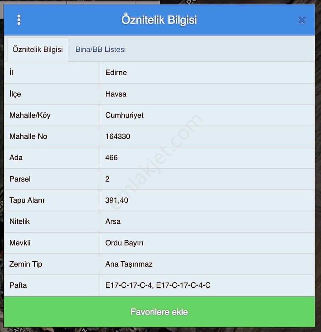 Edirne Havsa Cumhuriyet Mah'de Satılık 391 M² Arsa - Görsel 2