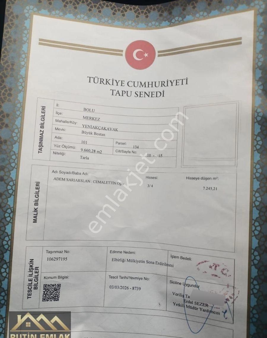 Bolu Merkez Yeniakçakavak Köyü Satılık (9660m2) Tarla - Görsel 6