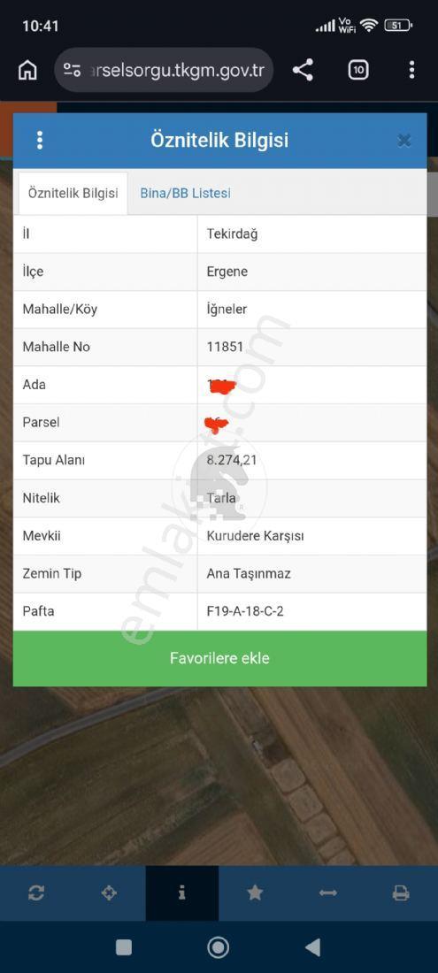 Ergene İğneler Mahallesinde Yola Cepheli Satılık Tarla P.n.1846 M