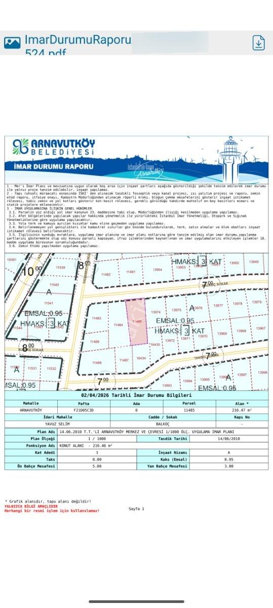 Arnavutköy'de Satılık Müstakil Arsa