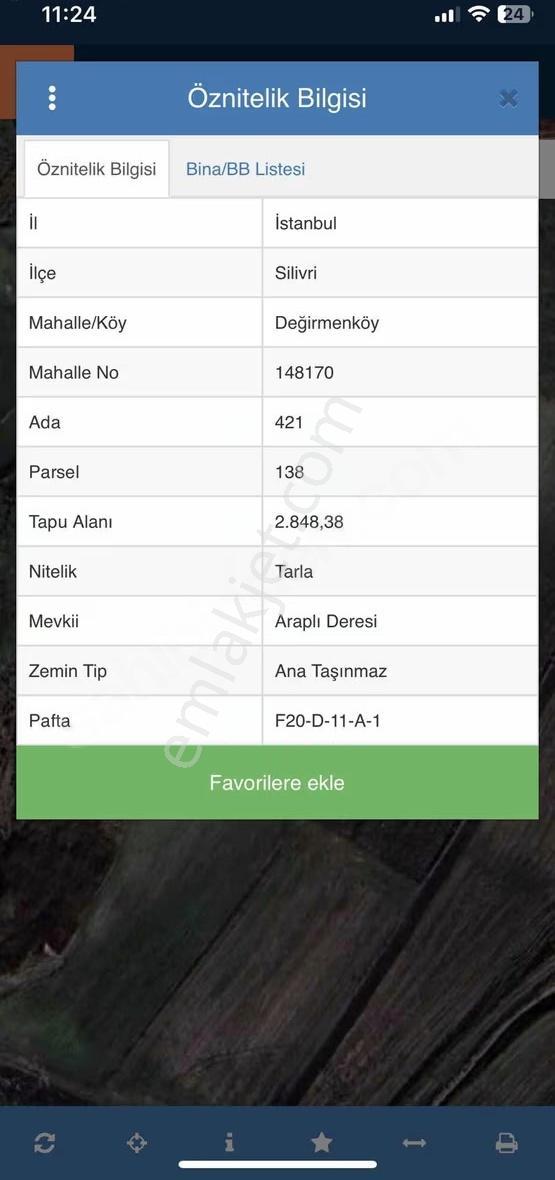 Silivri Değirmenköy'de 178.m2 Tarla