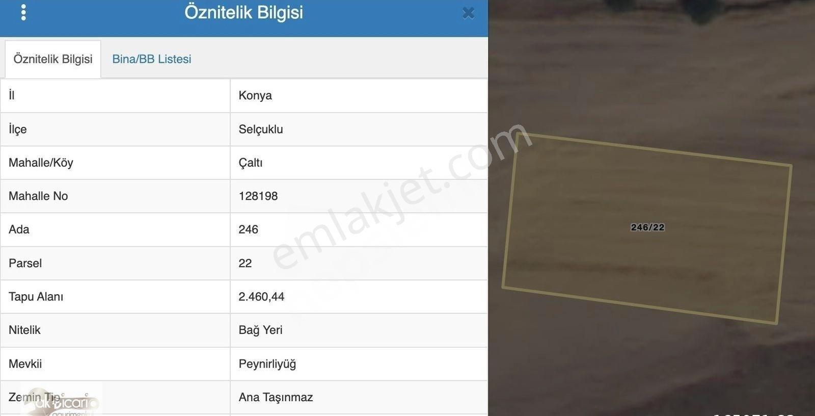 Konya Selçuklu Çaltı Satılık Tarla