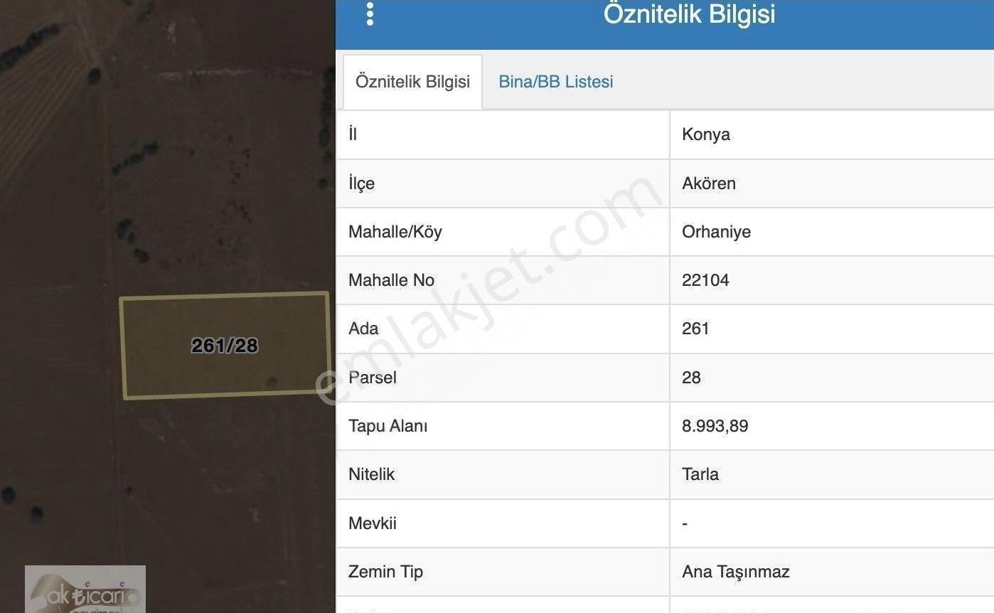 Konya Akören Orhaniye Satılık Müstakil Tarla - Görsel 3