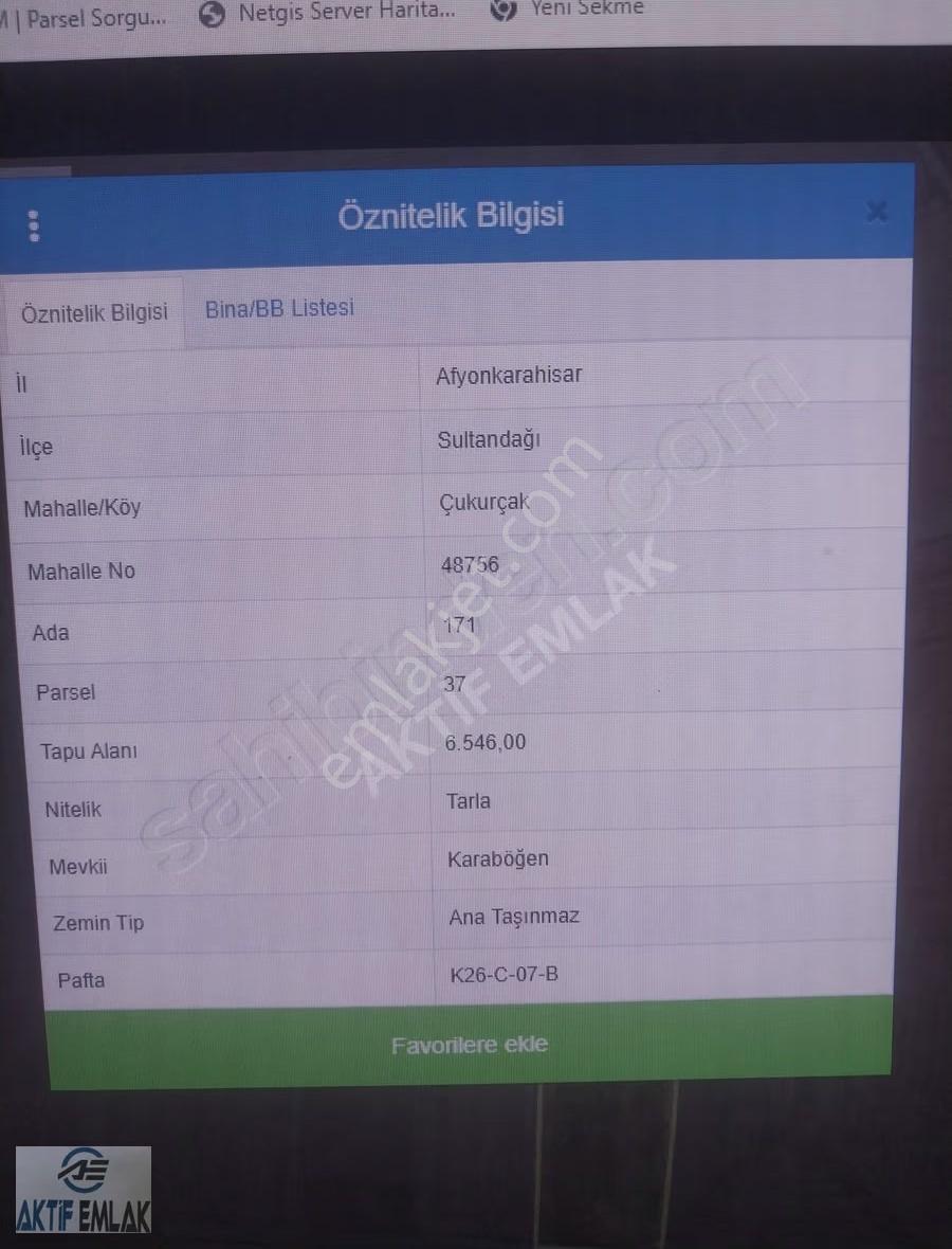 Aktif Emlaktan Sultandağı Çukurçak Mevkide Satılık Tarla 6546 M2 - Görsel 2