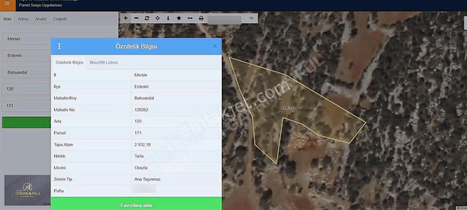 Erdemli Batısandal 2932m2 Tarla Deniz Manzaralı Resmi Yol Mevcut - Görsel 3