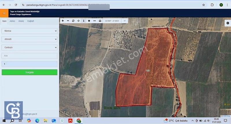 Ahmetli Kaplıcalar Bölgesinde (81900 M2) Satılık Tarla