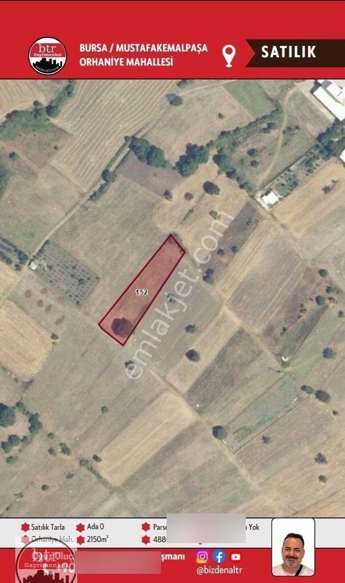 Mustafakemalpaşa Orhaniye’de 2.150 M² 152 Parsel Satılık Tarla