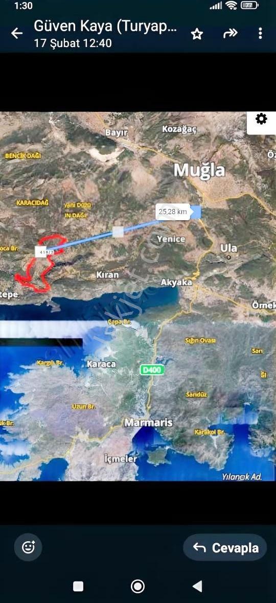Muğla Menteşe Zeytinköy De Yatırımlık Satılık Tarla !