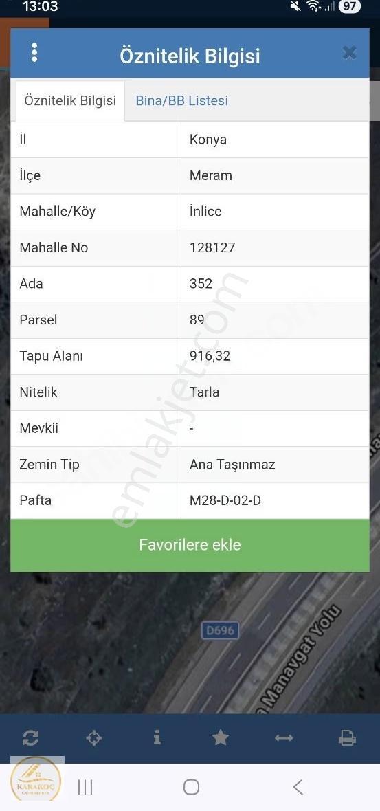 Meram İnlice Mahallesi Satılık Antalya Yoluna Cephe 916 M2 Bahçe - Görsel 3