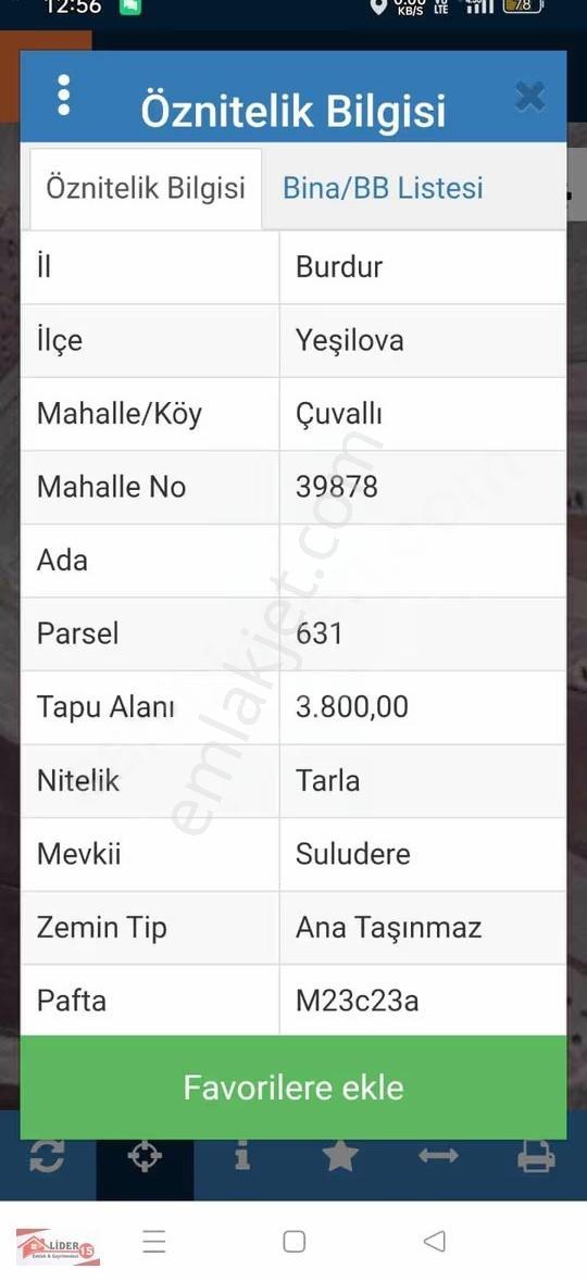 Burdur Yeşilova Çuvallı Köyü Satılık Tarla - Görsel 5