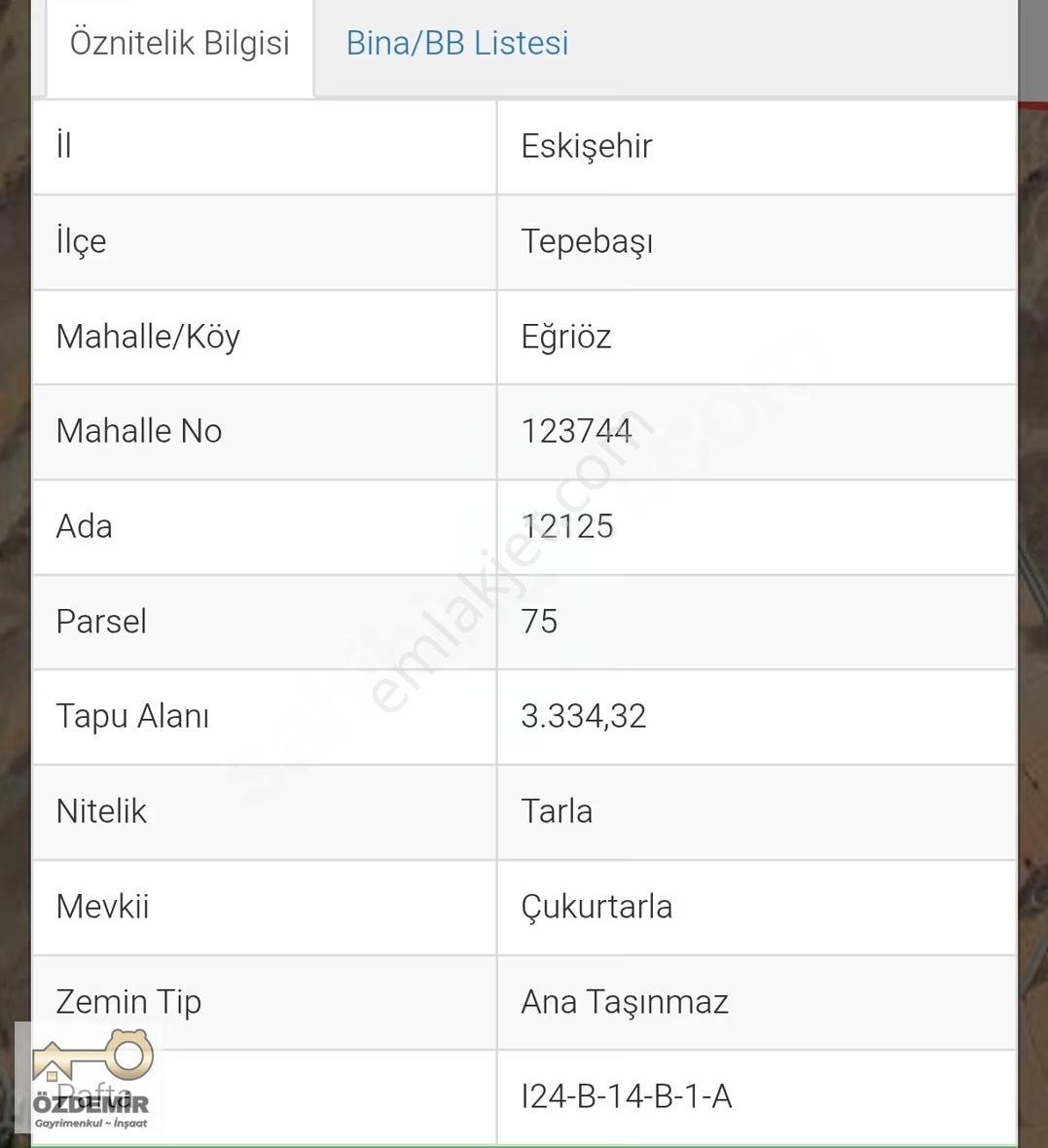 Özdemir'den Eğriöz'de Satılık 3334 Mt. Tarla