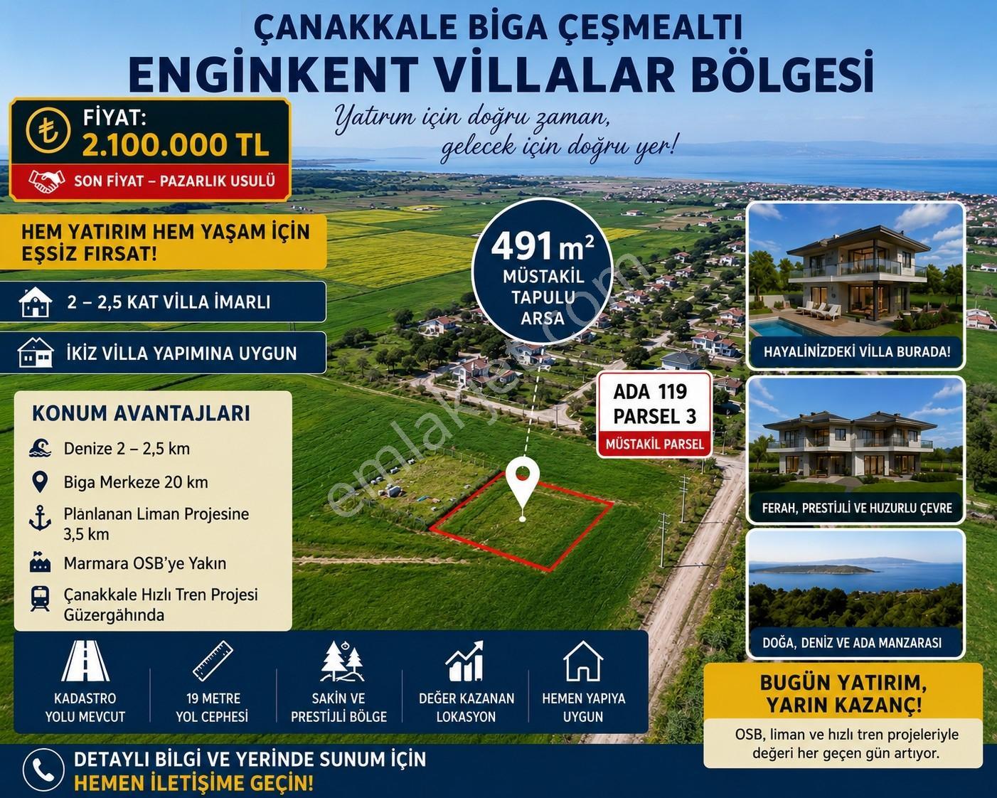 491 M2 Villa İmarlı Arsa Çanakkale Biga Çeşmealtı Satılık - Görsel 19