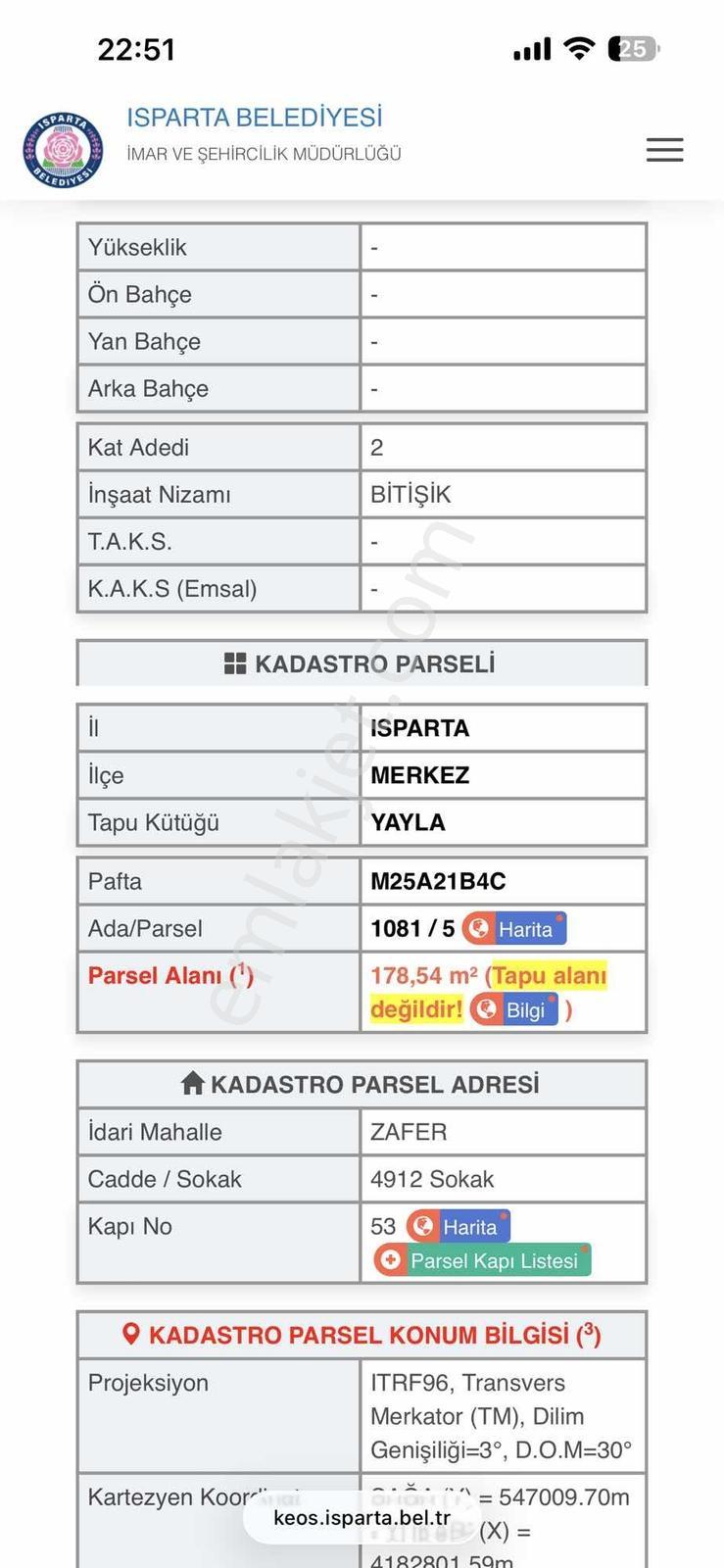 Isparta Merkez Satılık İmarlı Arsa - Görsel 2