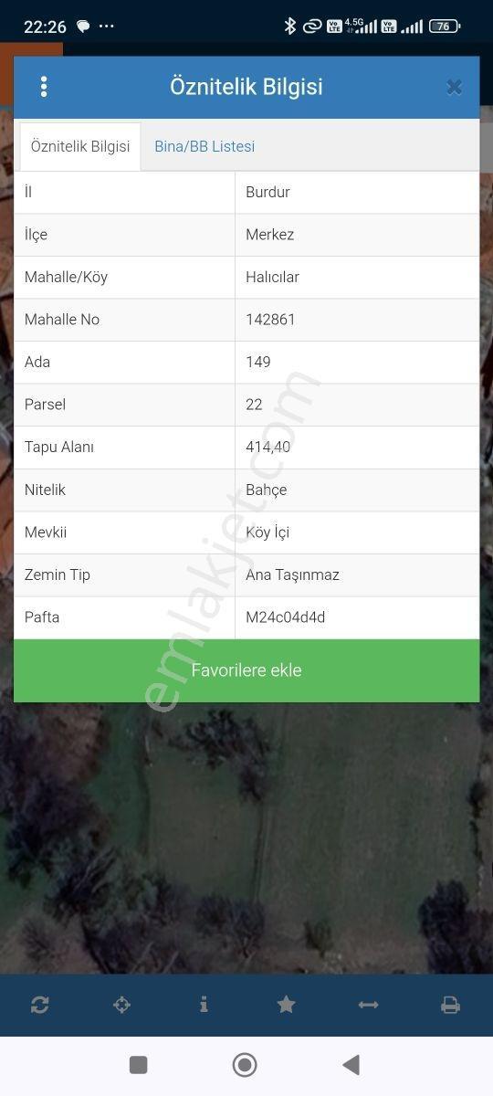 Burdur Merkez Halıcılar Köyü Satılık 414m2 Köy İçi Bahçe - Görsel 5