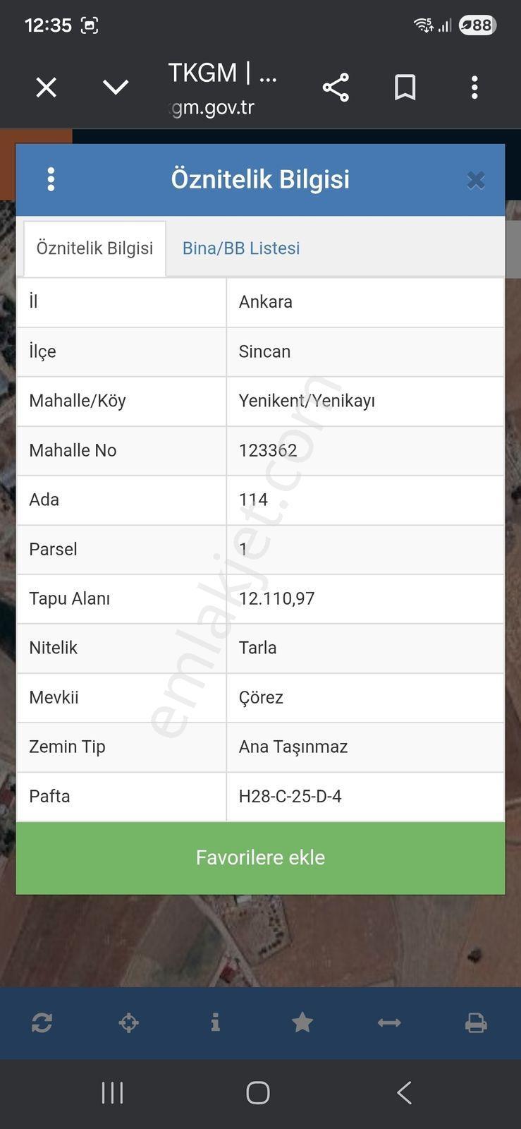 Yenikent'te Satılık 500m² Asfalt Cepheli Arsa - Ankara Manzaralı