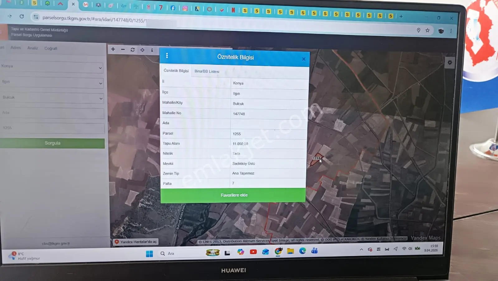 Konya Ilgın Bulcuk Mh Müstakil Satılık Tarla