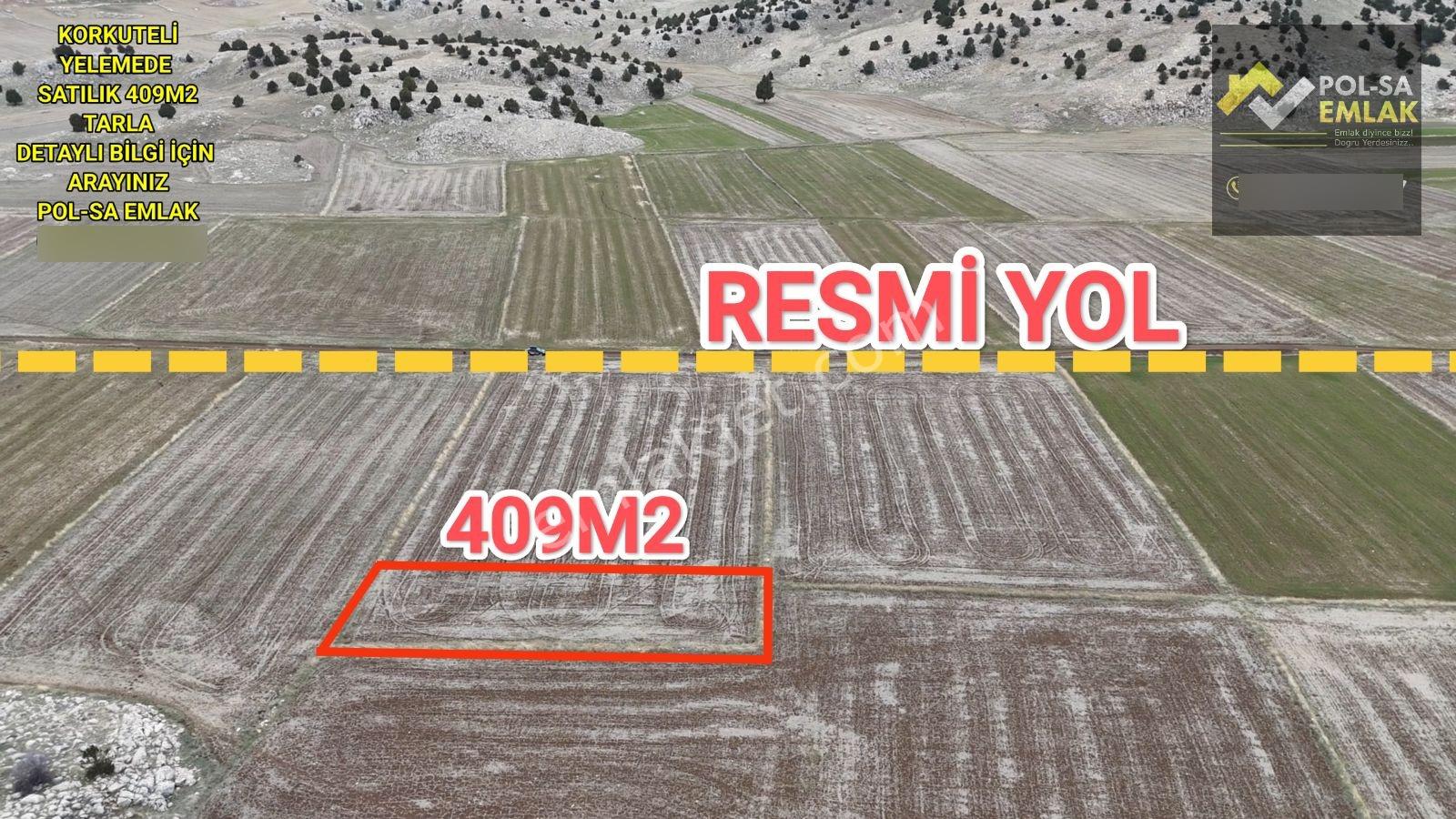 Korkuteli Yelemede Satılık 409m2 Tarla