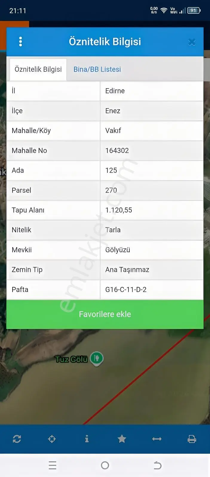 Edirne Enez Vakıfköy De 1120 M2 Satılık Tarla - Görsel 3