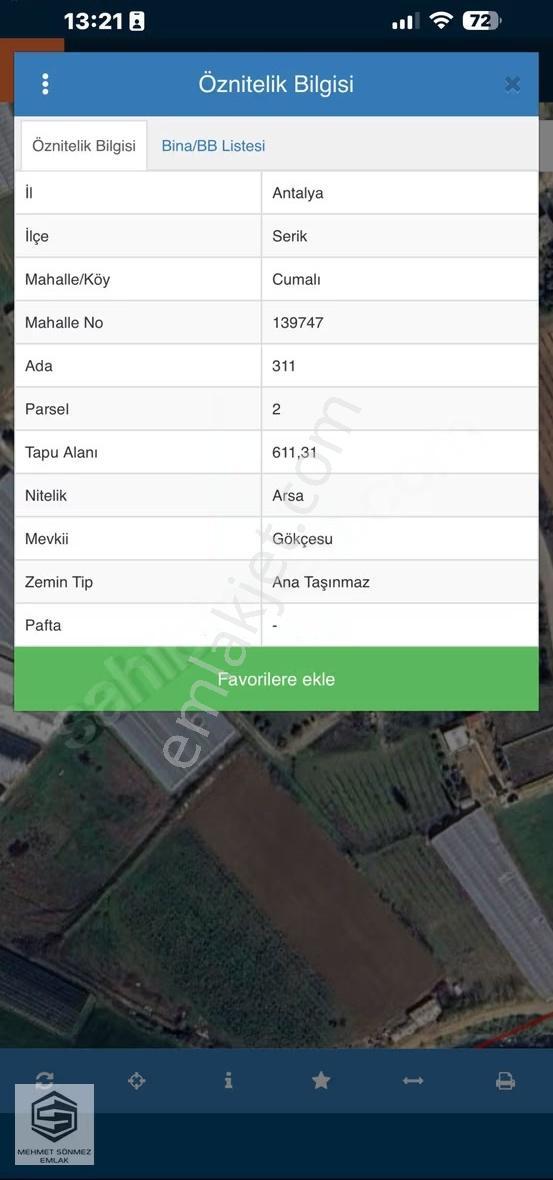 Antalya Serik Cumalı'da 0.90 Emsal 611 M2 Müstakil Satılık