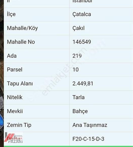 Çatalca Çakıl'da Müstakil Satılık Tarla Vasfında Arsa - Görsel 4