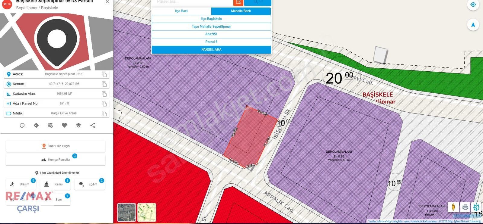 Başiskele Sepetlipınarda 1064 M² Satılık Ticari Arsa