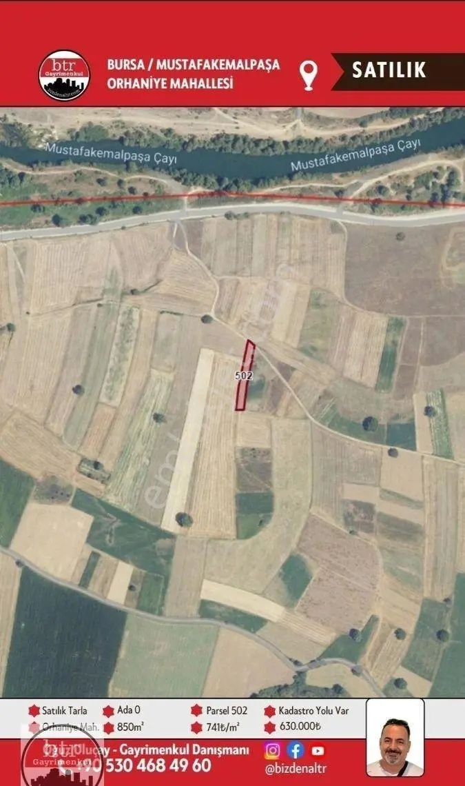 Mustafakemalpaşa Orhaniye Mahallesi'nde Satılık 850 M² Tarla (parsel: 502) - Görsel 3