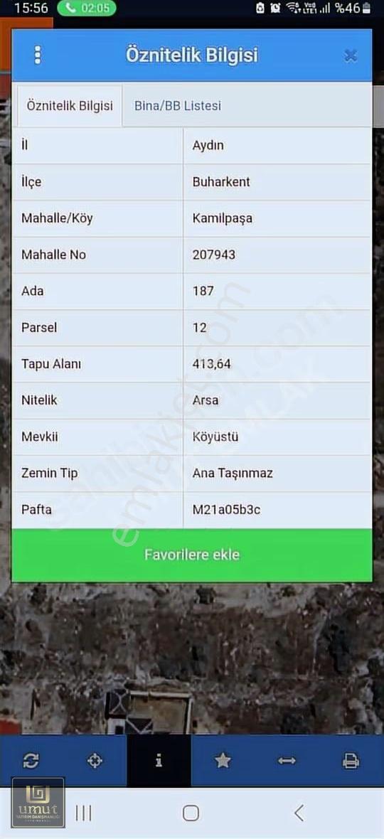 Umut Emlak Tan Buharkent Merkezde 413 M2 Vıllalık Arsa - Görsel 2