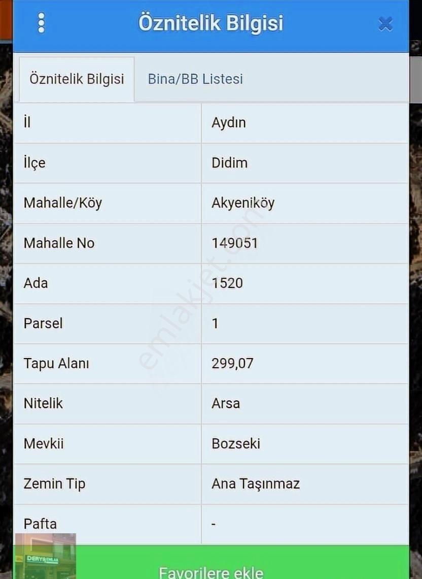 Aydın Satılık Ak Yeniköy Bozseki Villa Arsası 300 Metrekare