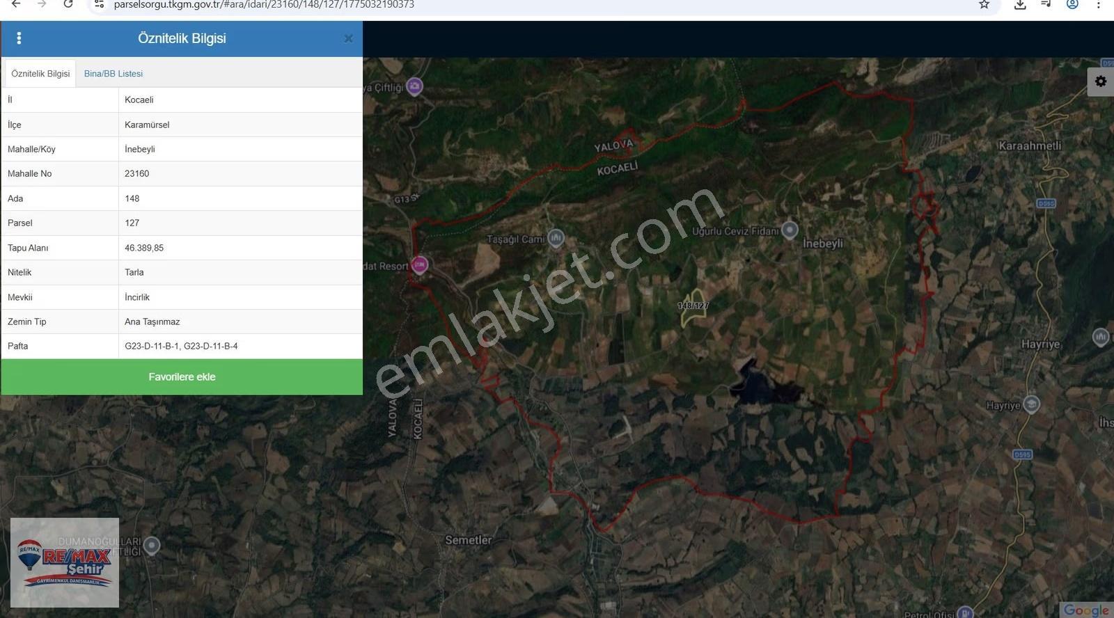 Kocaeli Karamürsel İnebeyli Köyünde Satılık 46.390m2 Tarla - Görsel 7