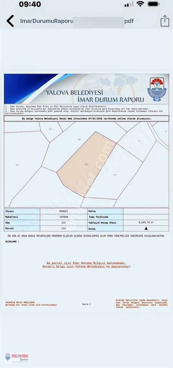 Re/max Şehir'den Yalova Safran'da Satılık Tarla Hissesi - Görsel 2
