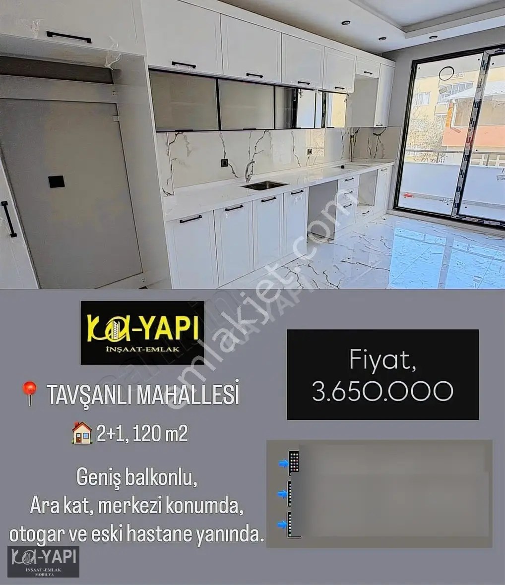 Ka-yapı'dan Otogar Mevkii 2+1 Arakat Sıfır Daire