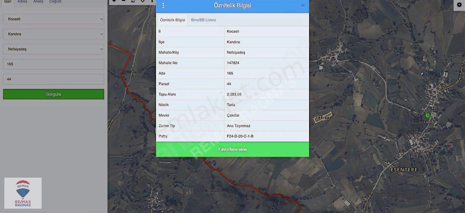 Kocaeli Kandıra Esentepe Nefsiyadeş Mh 2.293,60 M2 Satılık Tarla