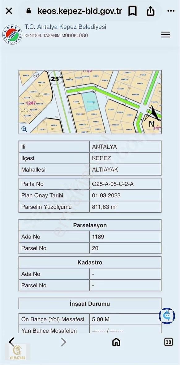 Şelale Altıyak Mahallesi 812 Mt 12 Dairelik Satlık Arsa