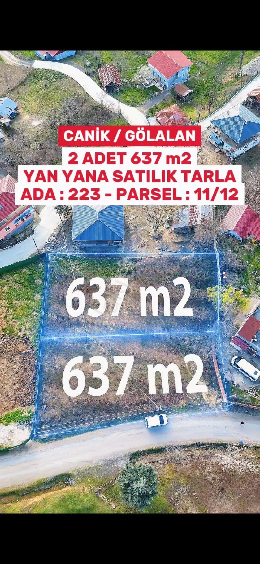 Evim-nur'dan Gölalan Mh 637m2 2 Yola Cephe Yatırımlık Fırsat Tarla