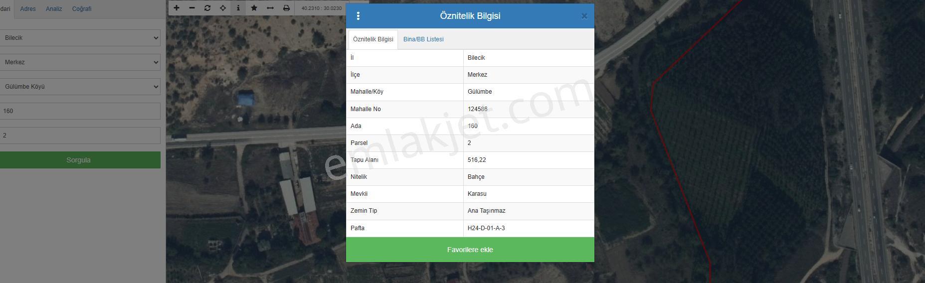 Bilecik Merkez Gülümbe De 516 M. Düz Bahçe