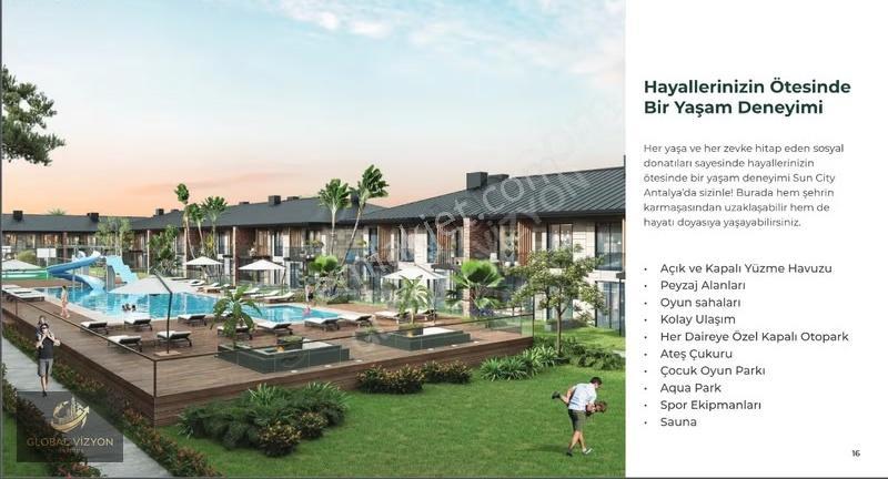 Sun City Antalya Hemen Teslim Satılık Sıfır 1+1 Daire - Görsel 39