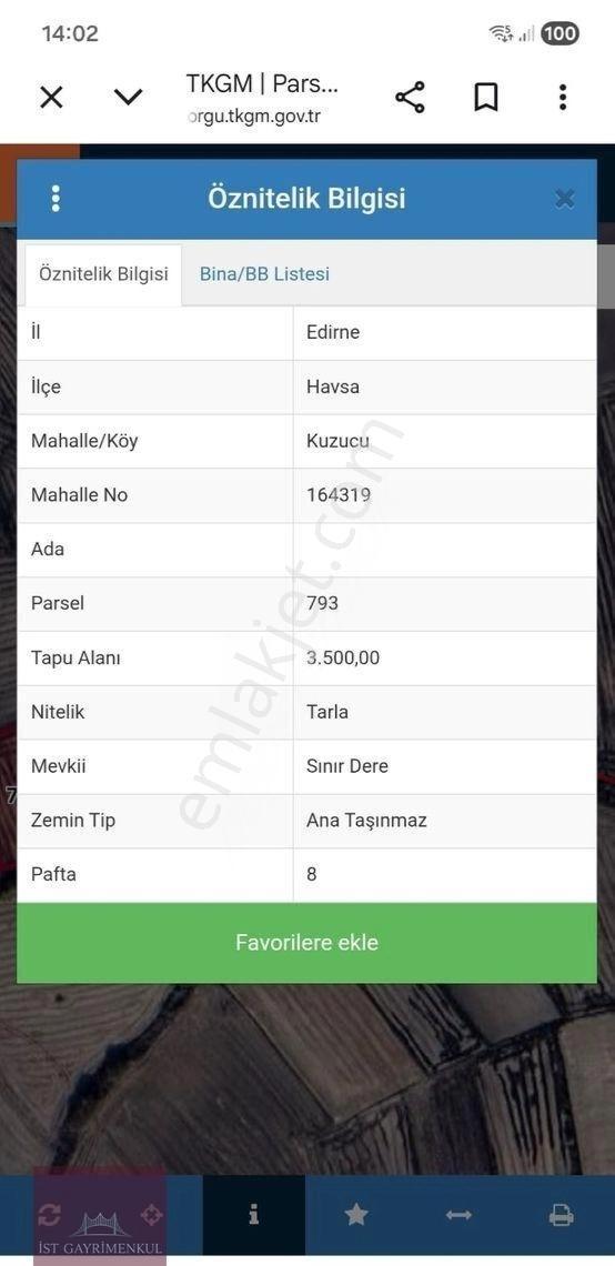 Edirne Havsa Kuzucuda Satılık Uygun Fiyatlı Tarla - Görsel 2