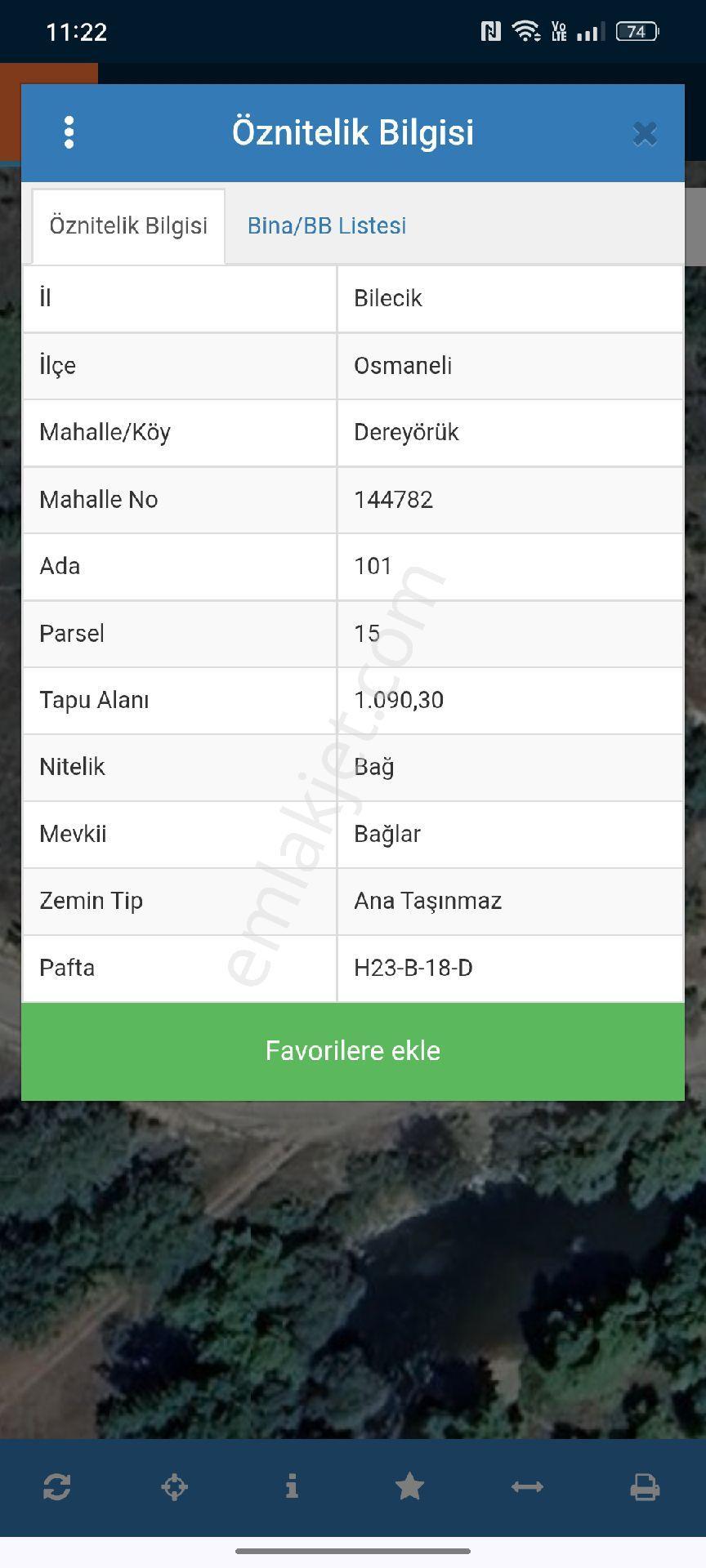 Bilecik Osmaneli Dereyoruk Köyünde Satılık Tarla 1090 Mk Acıl Satılık Y