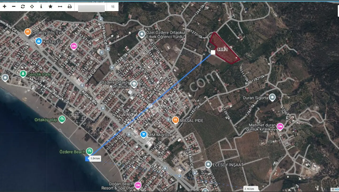 İzmir Gümüldürde Kupon Yatırımlık Deniz Manzaralı Arsa (3.040m2 Kadastral Yola Cepheli)