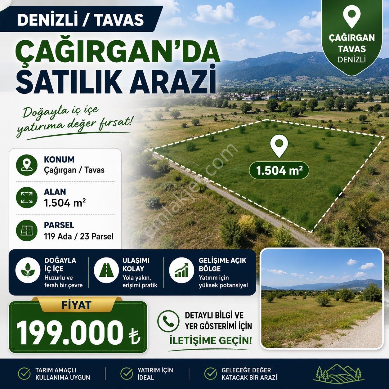 Denizli Tavas'ta 1504m² Satılık Tarla - Yatırım Fırsatı