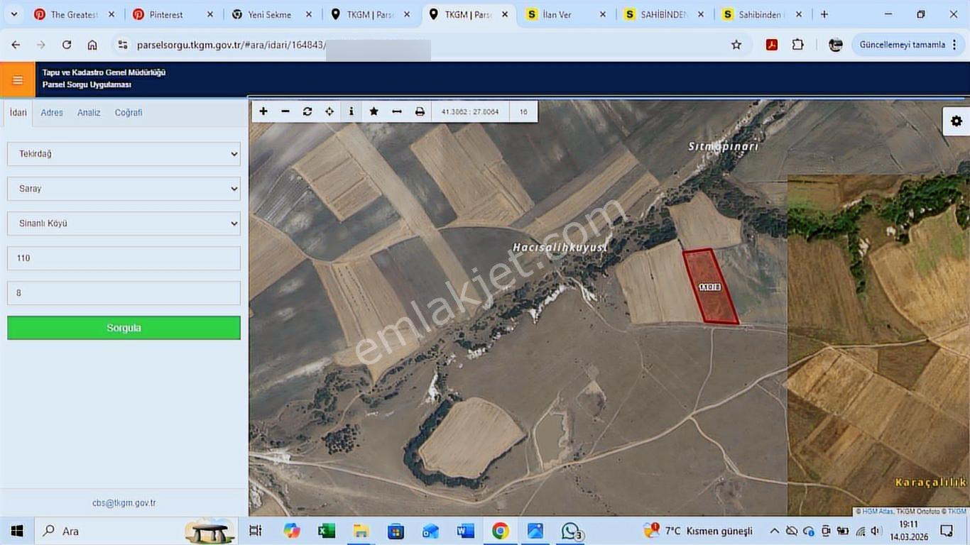 Tekirdağ Saray Sinanlı 14500 M2 Tek Tapu Satılık Tarla - Görsel 2