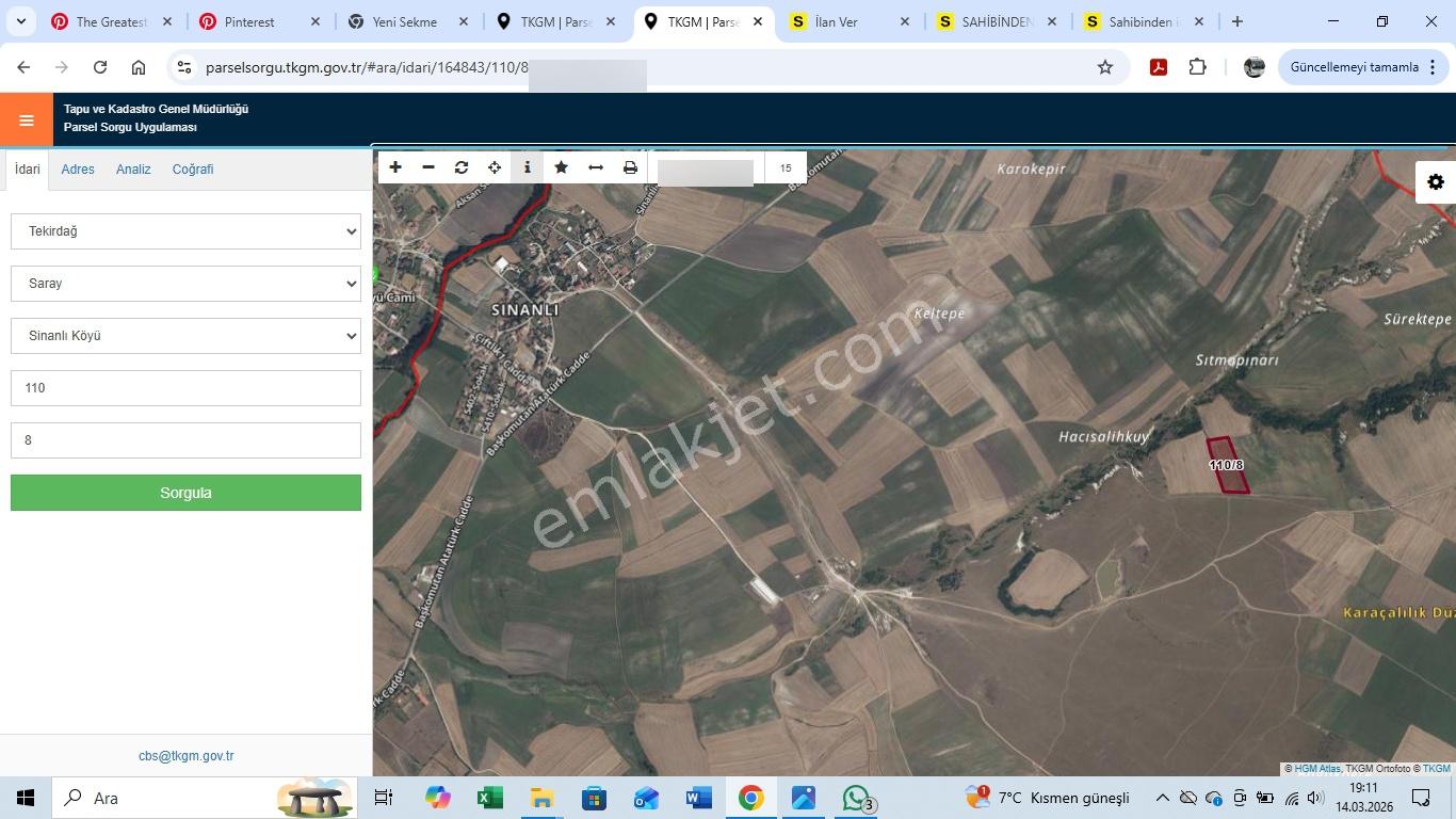 Tekirdağ Saray Sinanlı 14500 M2 Tek Tapu Satılık Tarla - Görsel 3