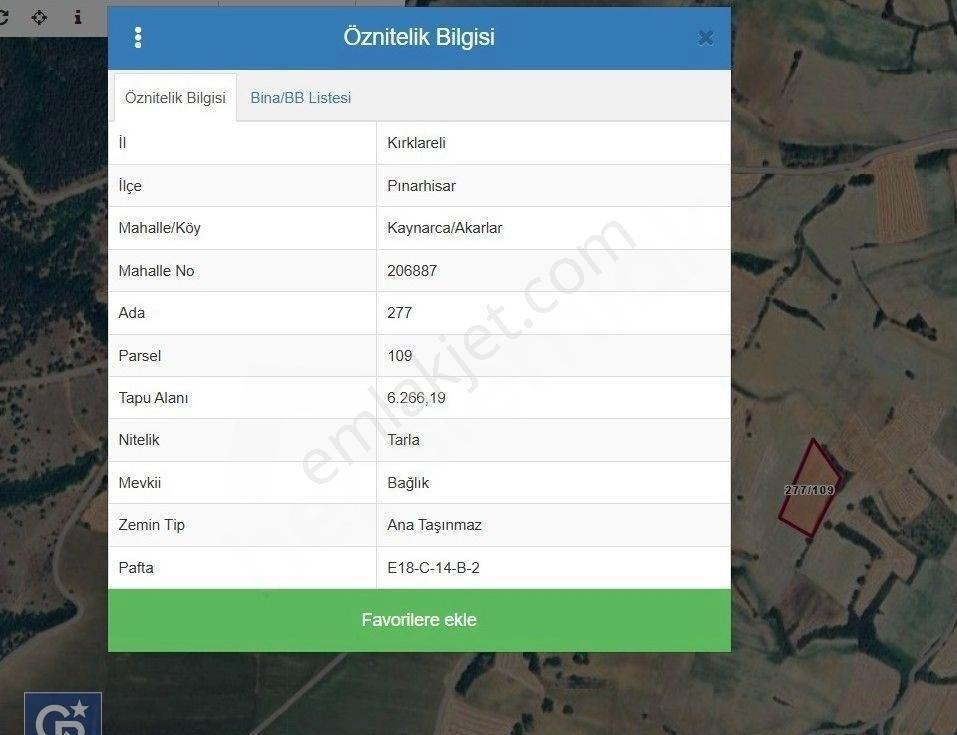 Satılık 6.266 M2 Tarla. Kırklareli Pınarhisar’da Uygun Fiyatlı Yatırım Fırsatı.