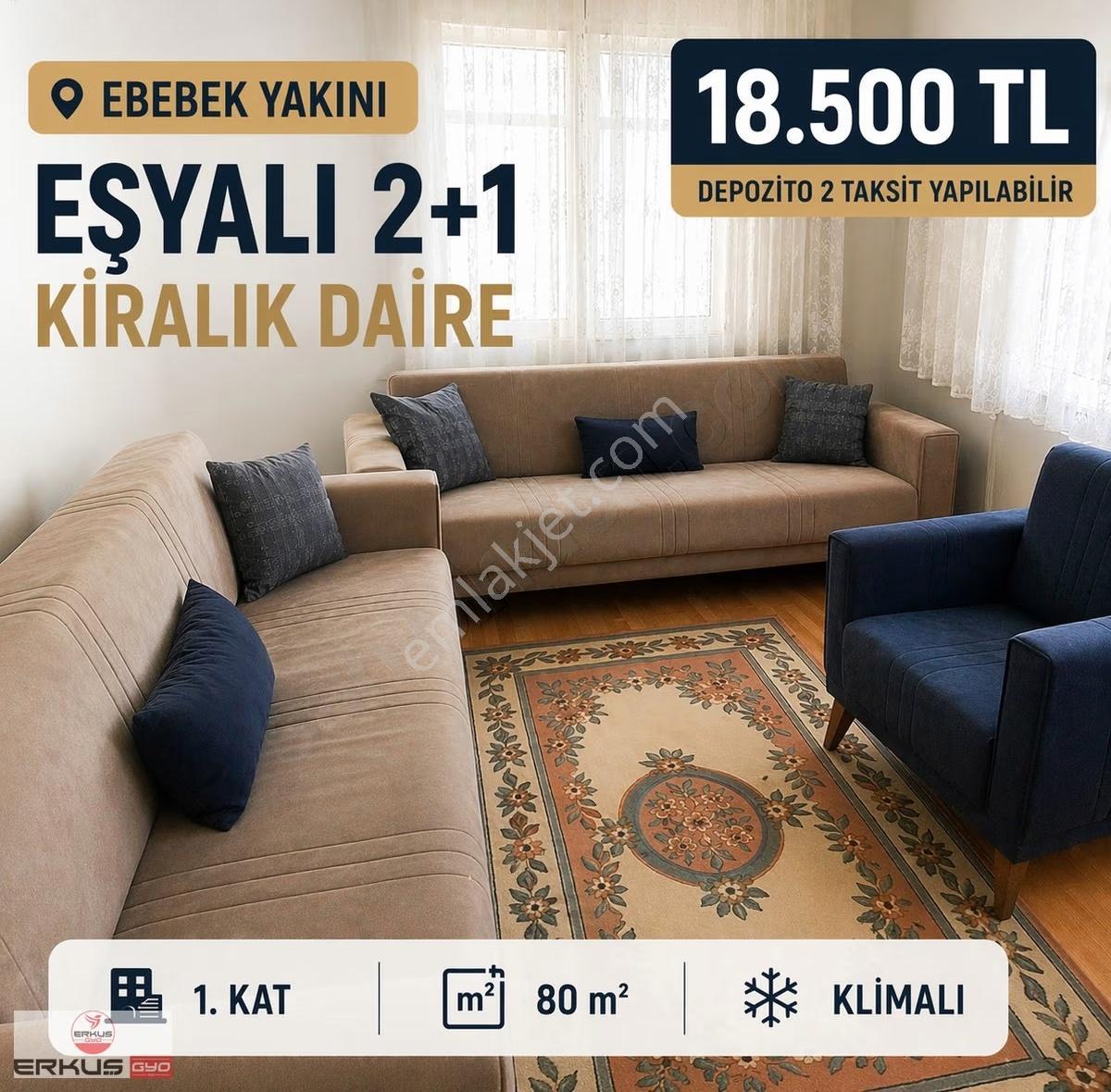 Denizli Tokat Caddesinde Geniş Balkonlu Eşyalı 2+1 Kiralık Daire