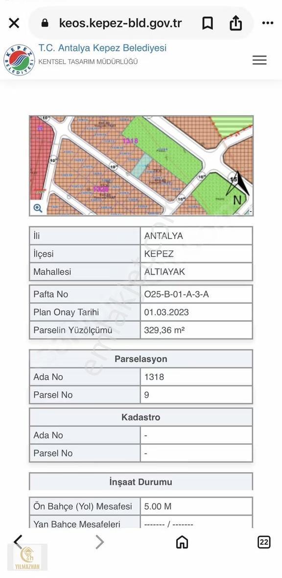 Altıayak Mahallesi 7 Kata İmarlı Bitişik Nizam 329 Mt