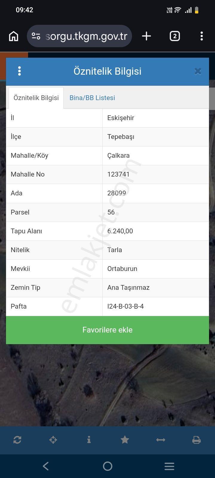 Eskişehir Tepebaşı Çalkara Mahallesi 6 Dönüm Satılık Tarla